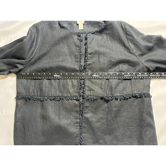 Chico's Bell-Sleeve Linen Open Front Boho Jacket Whimsy Black Size 3 16/18 - Picture 10 of 11